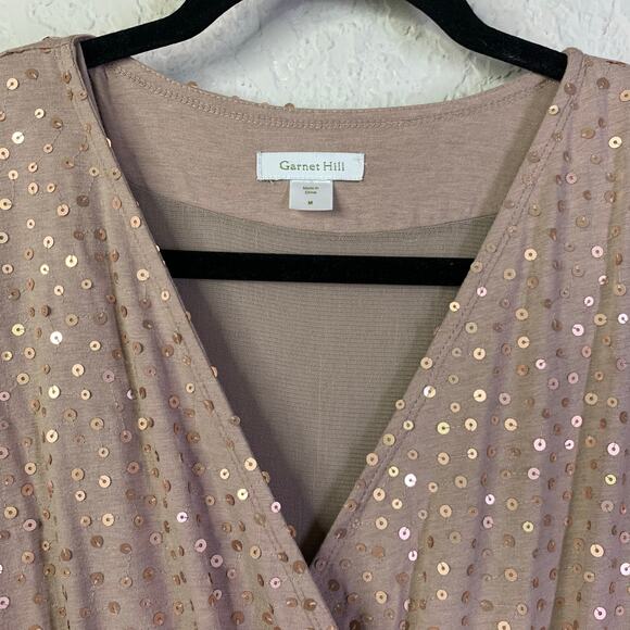 GARNET HILL Dress‎ Medium Knit Maxi Sequin Crossover Bust Elastic Waist Leg Slit - Picture 3 of 14